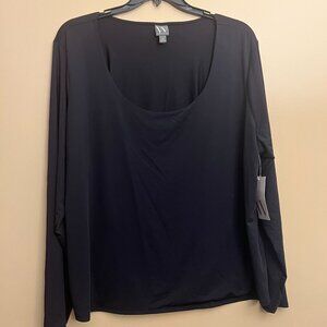 Worthington Women's Scoop Neck Long Sleeve Black Top Size 3X